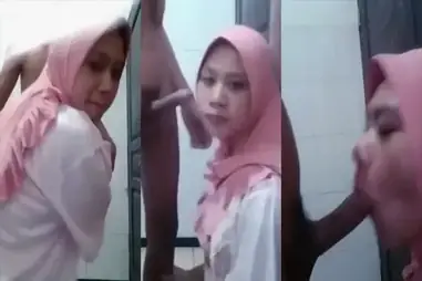 Cewek Jilbab Pink Nyedot Batang Gede Sampe Ngecrot HD