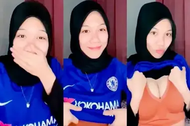 Maya Alissa Hijab Ketat Pakai Jersey Chelsea